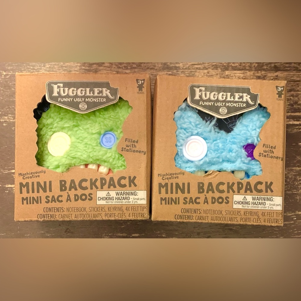 Fuggler Mini Backpack With Stationary Set Of Two- Green and Blue NIB